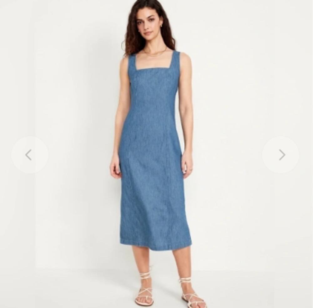 Old Navy Medium Wash Jean Midi Dress